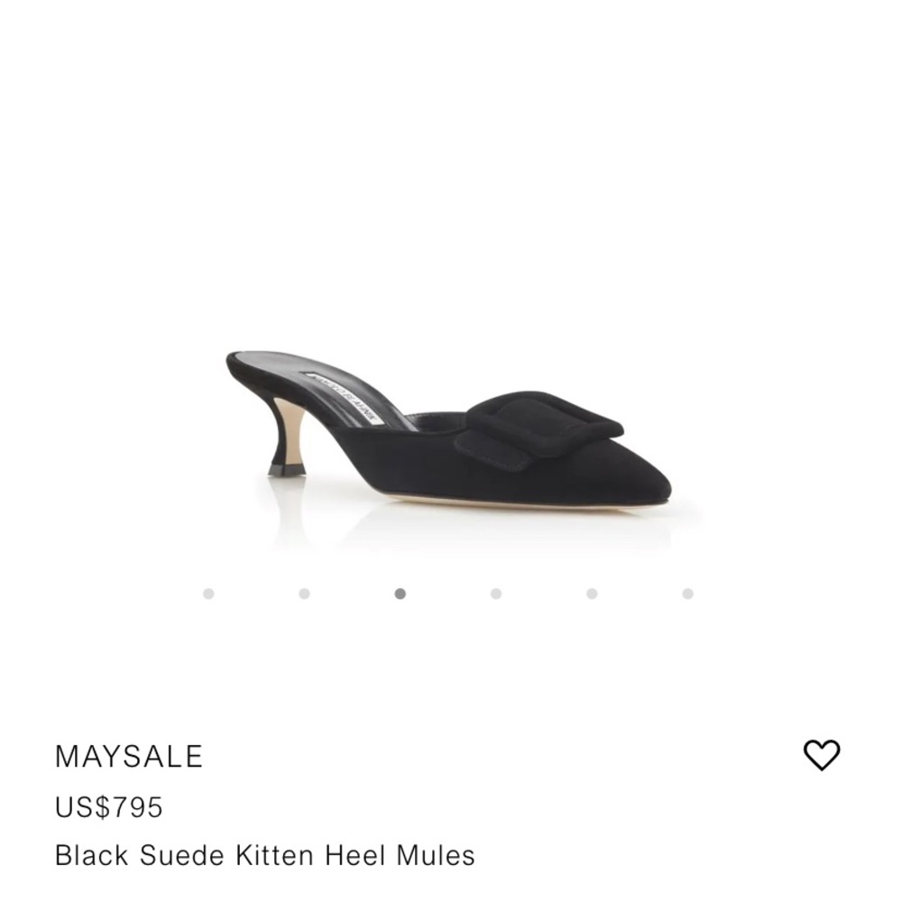 Manolo Blahnik Black Suede Pointed-Toe Buckle Mules - Picture 6 of 9